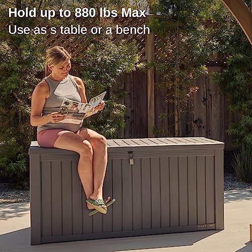 EAST OAK 60 Gallon Waterproof Outdoor Storage Box, Grey A4870