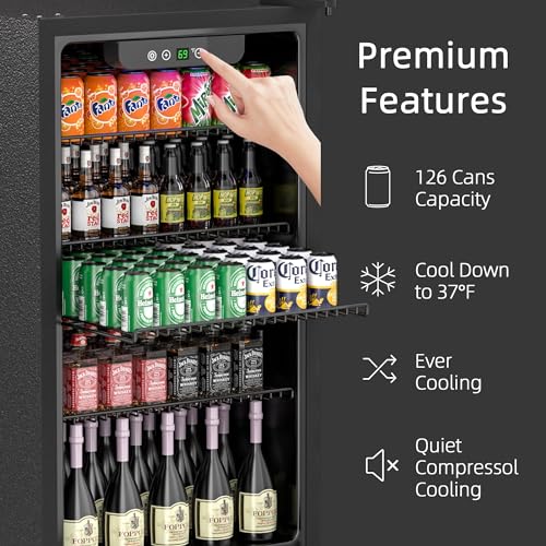 Compact Freestanding Beverage Refrigerator and Skincare Fridge, 0.9 Cu Ft Mini Fridge N768451