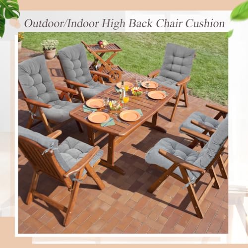 Juexica 4 Sets Outdoor Patio Chair Cushions High Back Tufted Beige D1688