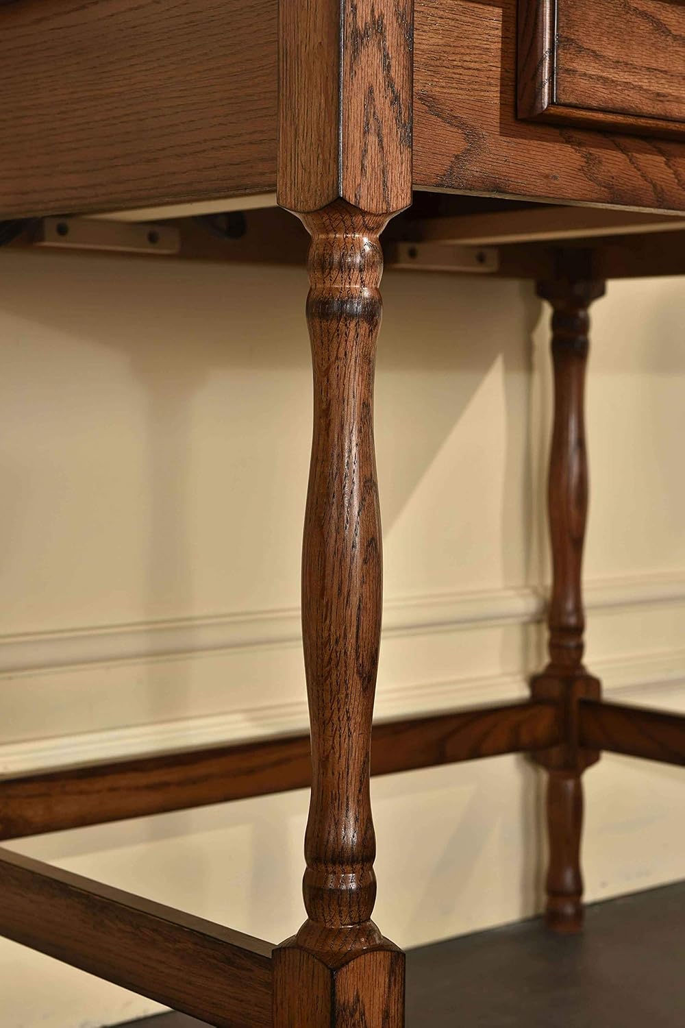 Mini Roll Top Desk Solid Oak Wood Burnished Walnut Finish H846505