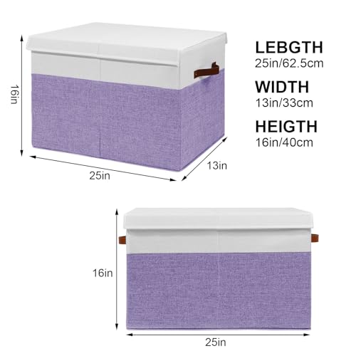 Large Toy Storage Box with Lid and Dividers for Kids, Beige and White X95078
