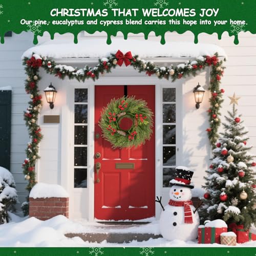 24 Inch Christmas Wreath with Red Bow for Front Door C225