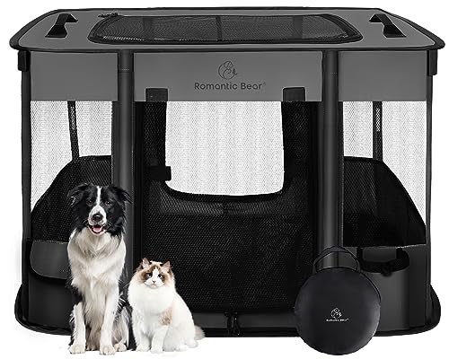 Foldable Dog Cat Playpen with Carrying Case, Water-Resistant, Indoor Outdoor V14642