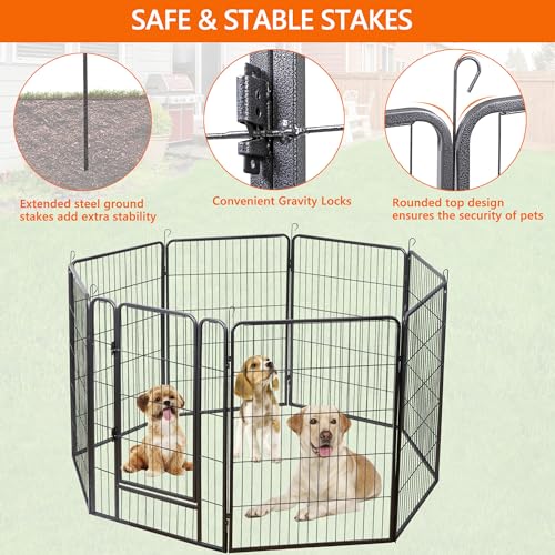 LEMY 16 Panels 32 in Metal Pet Playpen with Door, Black N86004