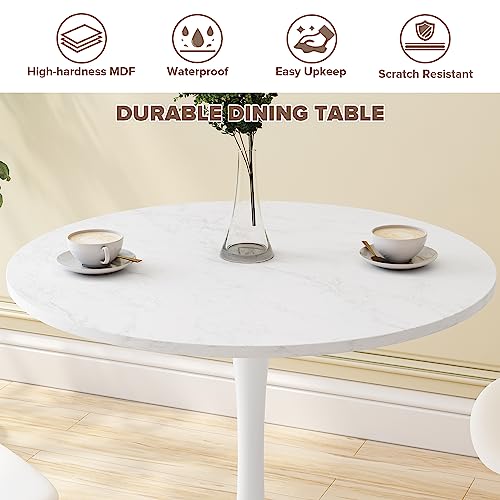 Mid-Century Tulip Round Dining Table for 4-6 People, White O978