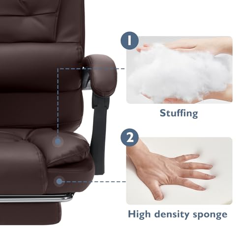 Executive Office Chair with Massage Reclining Footrest, Black Y455865