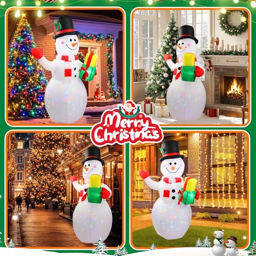 5ft Inflatable Snowman with 360° Rotating LED Lights for Christmas Yard Decoration G7427