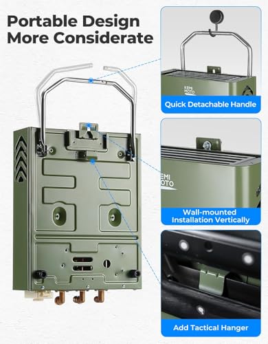 KEMIMOTO Propane Tankless Water Heater Outdoor Portable 1.32 GPM 34000 BTU for RV Camping Cabin Z62590