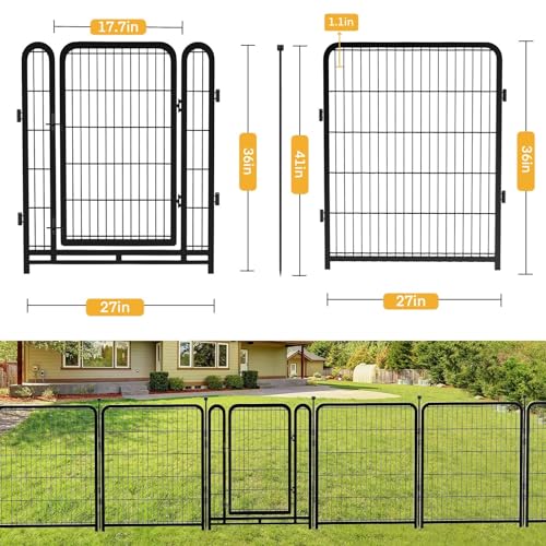 Tall Garden Fence 32in 8 Panels Metal Dog Pen Outdoor for Yard G496561