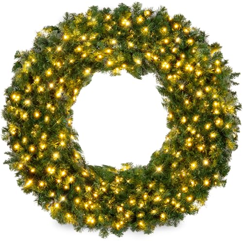 Best Choice Products 60in Pre-Lit Fir Christmas Wreath with 300 LED Lights E577048