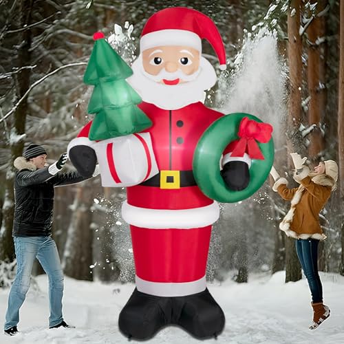 8FT Christmas Inflatables Santa Claus with Christmas Tree, LED Lights, Outdoor Yard Decor B208795