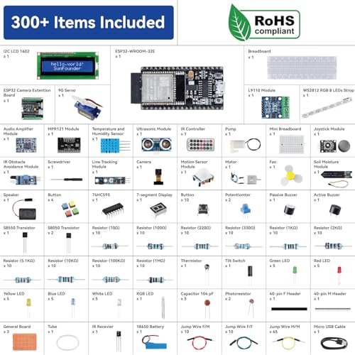 SunFounder ESP32 Ultimate Starter Kit with ESP32CAM, Python C Scratch, IoT for Beginners P660