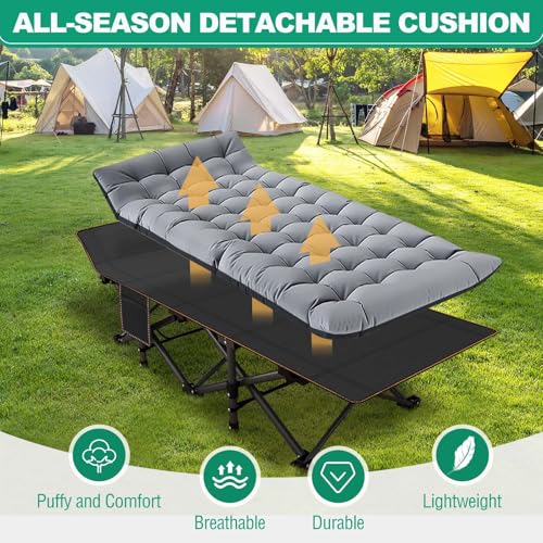 LILYPELLE Folding Camping Cot, Extra Wide Heavy Duty with Carry Bag Z15817