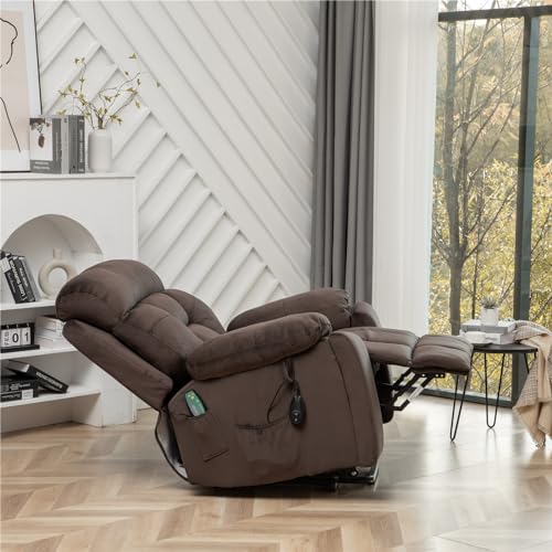 Lift Chair Recliner with Massage and Heat, Heavy Duty for Seniors, Brown V12888