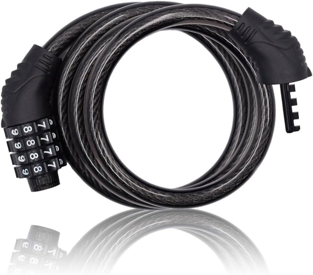 Bike Lock Cable, 4 Digit 3 Feet Long Bike Lock Combination, Resettable Anti Theft Bicycle Lock for Electric Scooter