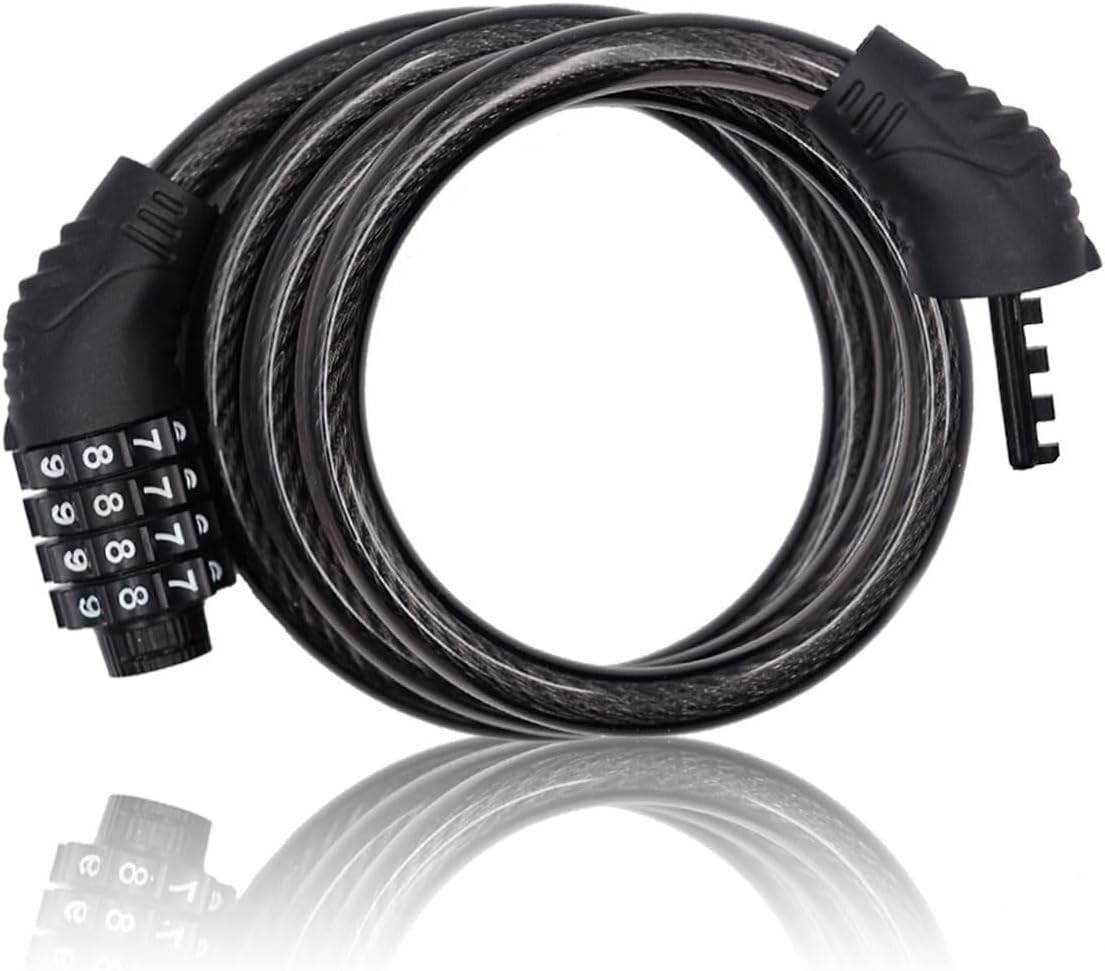 Bike Lock Cable, 4 Digit 3 Feet Long Bike Lock Combination, Resettable Anti Theft Bicycle Lock for Electric Scooter
