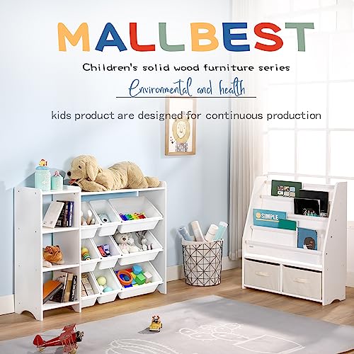 MallBest 4-Tier Kids' Toy Storage Organizer Shelf with 9 Plastic Bins F1027