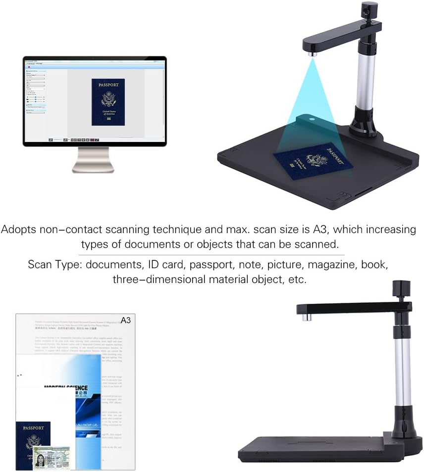SIUKE Adjustable HD USB Book Scanner Dual Lens with OCR for Classroom Office V979