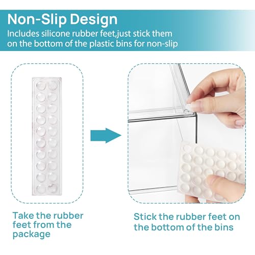 Vtopmart 4 Pack Clear Stackable Storage Drawers for Bathroom Makeup Organizer D5159