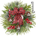 24 Inch Christmas Wreath with Red Bow for Front Door C225