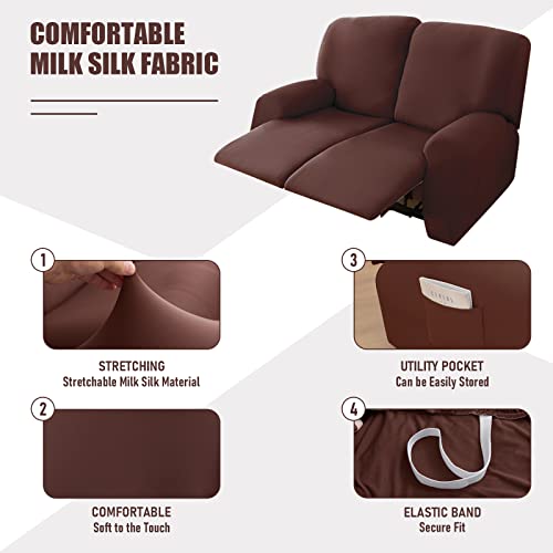 Loveseat Recliner Slipcover with Side Pocket, Stretch Elastic Furniture Protector E391952