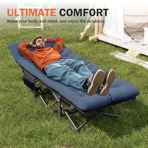 ATORPOK Camping Cot for Adults with Cushion, Portable Folding Bed, Gray F9576