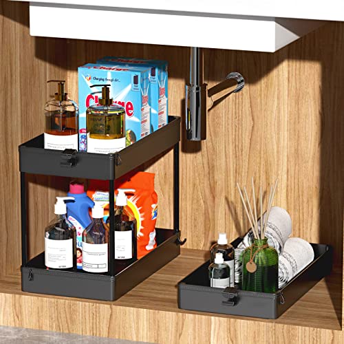 SPACEKEEPER 3 Tier Rolling Storage Cart, Black Q90327