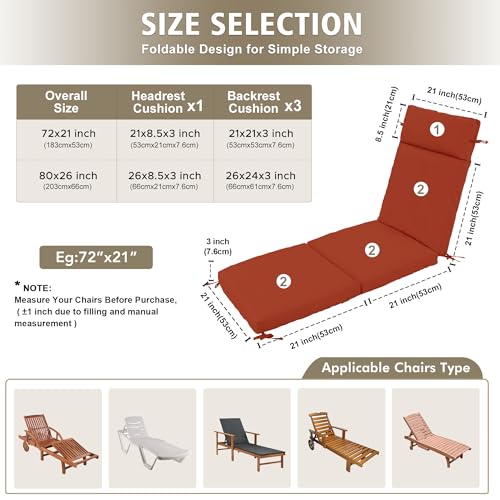 Chaise Lounge Cushion 72x21x3 Inch Set of 2 Outdoor Patio Cream B783089