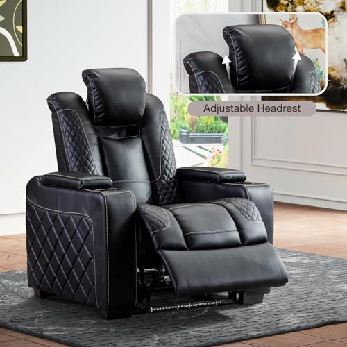Electric Power Recliner Chair with Adjustable Headrest, Faux Leather, Brown R739910