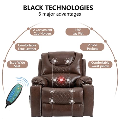 Power Lift Chair Recliner with Massage and Heat for Adults, Dual Motor H2507