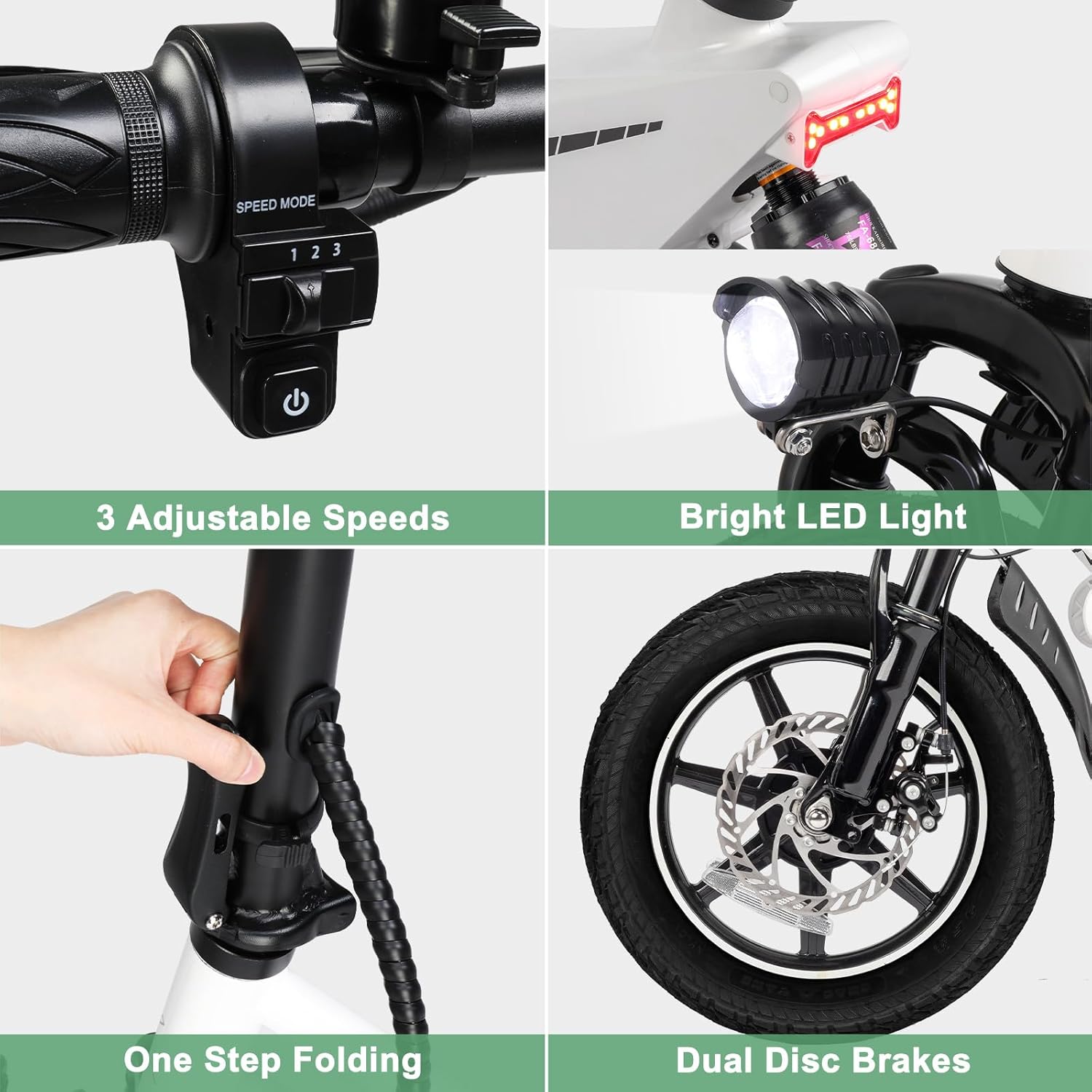 Winado 14" 350W Folding Electric Bike for Adults with Pedal and Dual Disc Brakes L805018