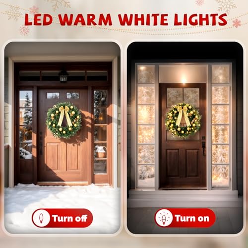 VINGLI 48 Inch Pre-lit Artificial Christmas Wreath with 150 LED Lights T885