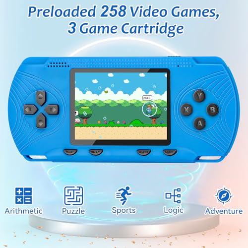 Handheld Game Console for Kids, Portable, Preloaded 258 Games J862