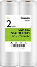Vacuum Sealer Bags 11"x20' Rolls 2 Pack for Food Saver, BPA Free,Customized Size,Commercial Grade Vacuum Seal Freezer Roll Bags,Great for Meal Prep and Sous Vide Cooking