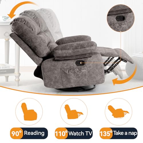 Massage Recliner Chair with Heat, 360 Degree Swivel, Ergonomic Lounge Sofa G549