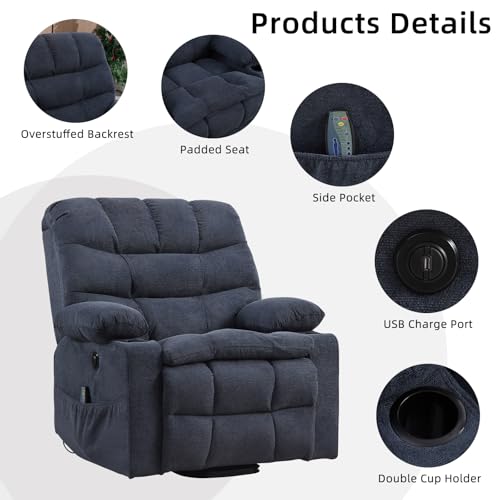 Phoenix Home Large Power Lift Recliner with Massage and Heat for Elderly, Brown O77713