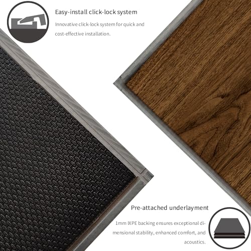 Interlocking Luxury Vinyl Flooring Wood-Look Planks SPC Rigid Core Waterproof Hickory Q852539