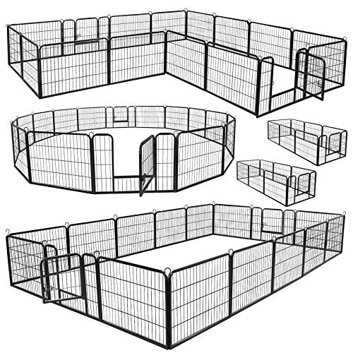 LEMY 16 Panels 32 in Metal Pet Playpen with Door, Black N86004