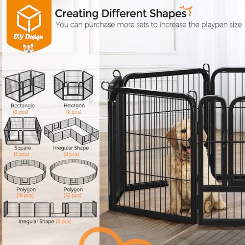 Yaheetech Dog Playpen Outdoor 40 Inch 8 Panels Metal Pet Fence I4784