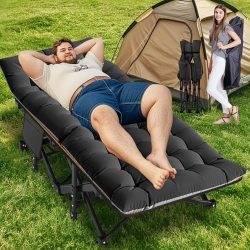 ABORON Oversized Folding Camping Cot for Adults, Double Layer 1200D, with Mat & Carrying Bag S2407