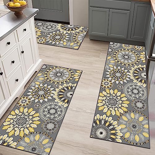 Bsmathom Farmhouse Kitchen Rugs Sets of 3, Non Slip Washable W113