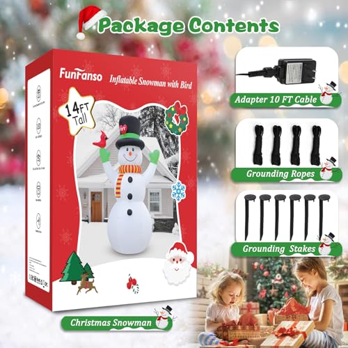 FunFanso 14 FT Christmas Inflatable Snowman with LED Light U47374