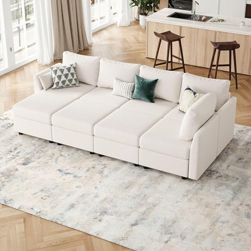Modular Sectional Sofa with Storage, U-Shaped, Light Grey B184480