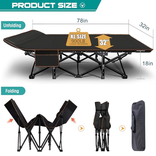 LILYPELLE Folding Camping Cot, Extra Wide Heavy Duty with Carry Bag Z15817