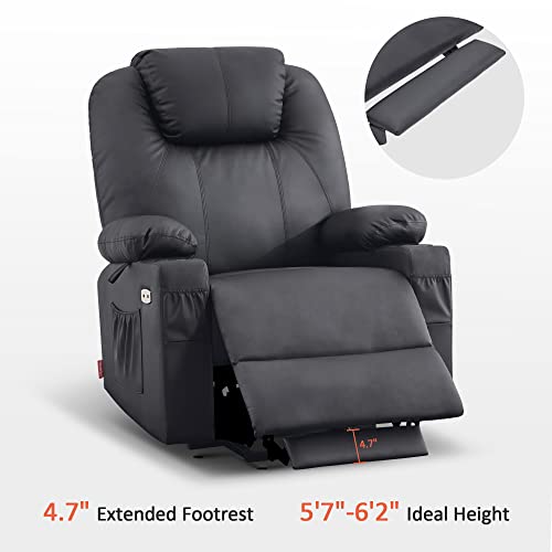 MCombo Power Lift Recliner Chair for Elderly with Heat and Massage, Faux Leather, Black V60394