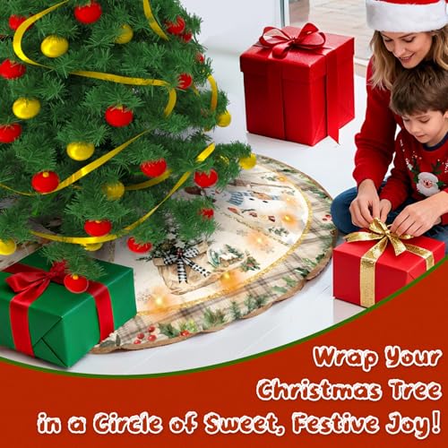 Christmas Tree Skirt 36 Inch with Snowman Reindeer Santa Snowflake L183244