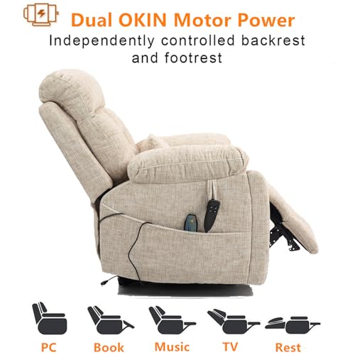 Lift Chair Recliner with Massage and Heat, Heavy Duty for Seniors, Brown V12888