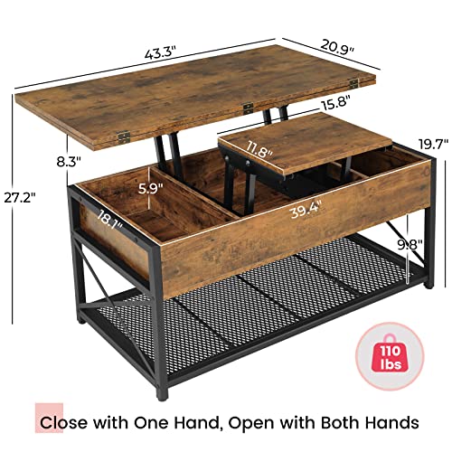 Itaar Lift Top Coffee Table with Storage, Black Q419