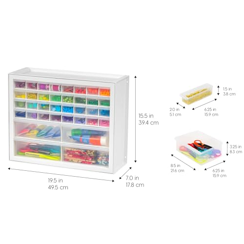 IRIS USA Plastic Drawer Storage Organizer, 24-Drawer Cabinet, White L6685