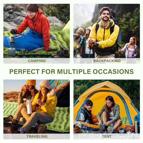 Yuzonc Ultralight Camping Sleeping Pad with Built-in Pillow and Foot Pump H28268